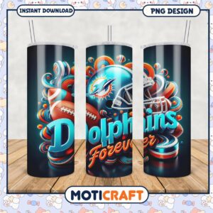 Dolphins Forever tumbler design for sports fans