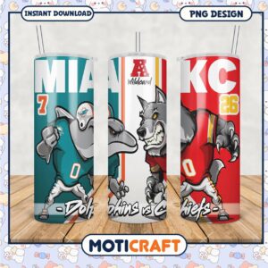 Dolphins vs Chiefs Tumbler PNG Design
