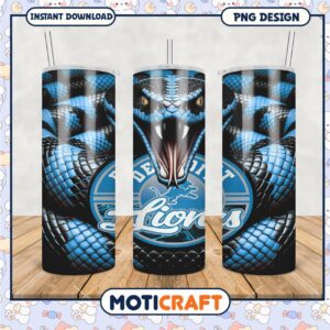 Detroit Lions tumbler with striking snake design