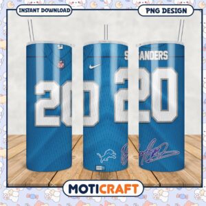 Detroit Lions Tumbler with Barry Sanders Jersey Design