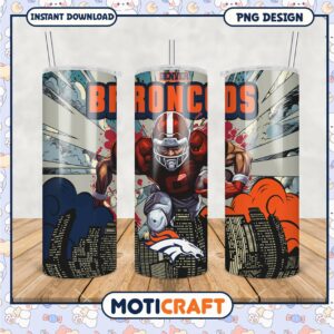 Denver Broncos tumbler design features bold graphics and colors
