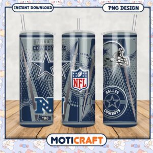 Dallas Cowboys tumbler design features NFL logo, perfect for fans