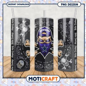 Cowboys themed tumbler with skull design, perfect for fans and gifts
