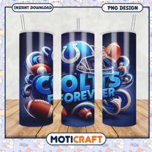 Colts Forever tumbler with football design, perfect for fans and gifts
