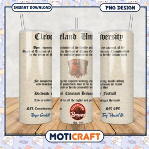 Cleveland University tumbler design, perfect for NFL fans and gifts