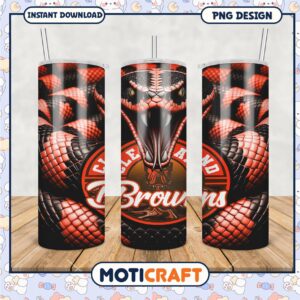 Cleveland Browns Tumbler with Snake Design, Stylish and Unique Gift