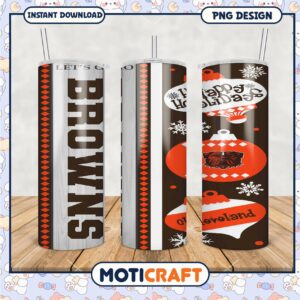 Cleveland Browns Tumbler Design, Perfect for Holiday Cheer