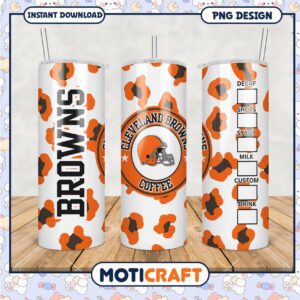 Cleveland Browns Leopard Tumbler PNG Design, Perfect for Fans