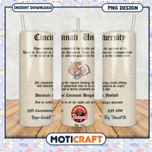 Cincinnati University Tumbler, Unique Gift for Bengals Fans