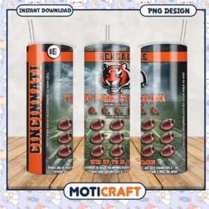 Cincinnati Bengals Tumbler with Game Prize Details, Perfect for Fans
