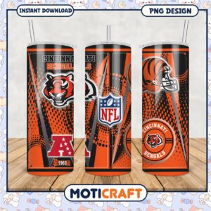 Cincinnati Bengals tumbler PNG design for NFL fans, show your team spirit