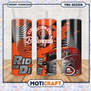 Cincinnati Bengals tumbler design, perfect for fans on the go