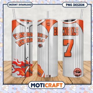 Cincinnati Bengals tumbler design features team colors, great gift idea