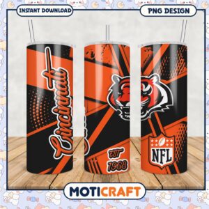Cincinnati Bengals themed tumbler cup for NFL fans, stylish drinkware design