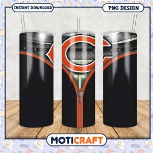 Chicago Bears Tumbler with Zipper Design, Perfect for Fans Everywhere