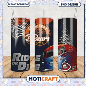 Chicago Bears Tumbler Set Ride or Die Sports Drinkware Gift