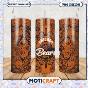 Chicago Bears Tumbler Design in Orange and Black, Perfect for Fans