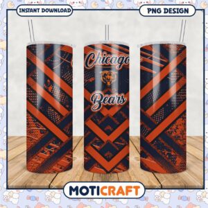Chicago Bears tumbler design with bold patterned graphics, stylish and functional for fans