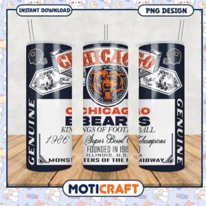 Chicago Bears Tumbler Cup, Perfect Gift for Football Fans