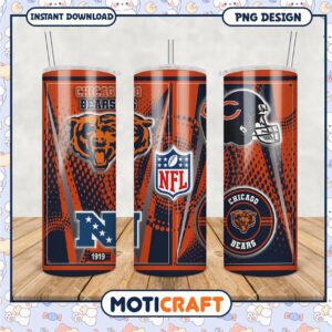 Chicago Bears tumbler cup design for NFL fans, perfect for game day fun
