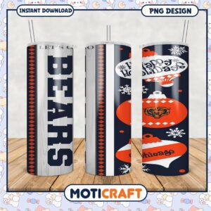 Chicago Bears Holiday Tumbler Design, Perfect for True Fans