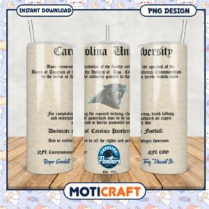 Carolina University tumbler with Panthers logo, unique and stylish drinkware