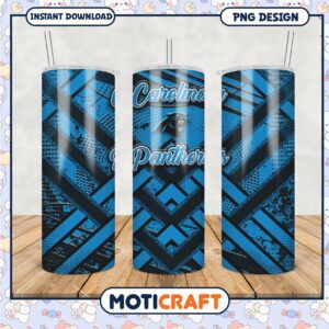 Carolina Panthers tumbler design in blue colors, perfect for fans
