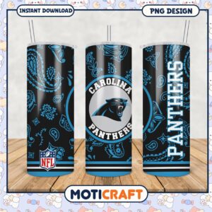 Carolina Panthers tumbler design for NFL fans, stylish paisley print