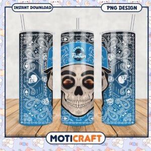 Carolina Panthers Skull Tumbler with Straw, Stylish Design for Fans