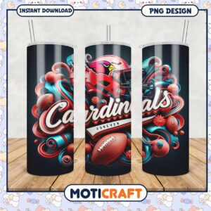 Cardinals tumbler with vibrant football design, perfect for fans