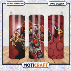 Cardinals themed tumbler design features bold colors and graphics, perfect for sports fans.