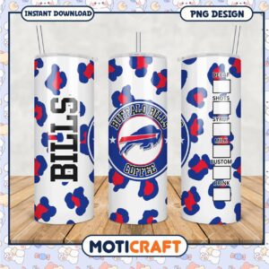 Buffalo Bills Tumblers with Custom Coffee Design, Perfect for Fans