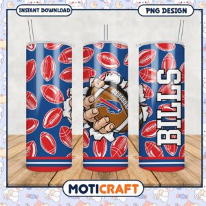Buffalo Bills Tumbler with Football Design, Perfect for Fans