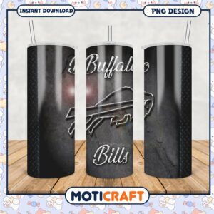 Buffalo Bills tumbler design with sleek black features, perfect for fans