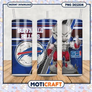 Buffalo Bills tumbler design in team colors, perfect for fans