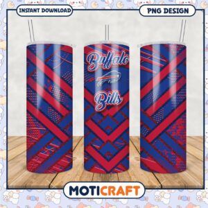 Buffalo Bills tumbler design in red and blue colors, perfect for fans