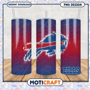 Buffalo Bills tumbler design features vibrant colors, perfect gift idea