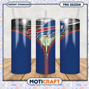 Buffalo Bills tumbler cup design features team colors, perfect gift