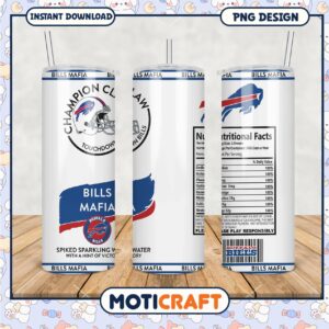 Buffalo Bills Mafia tumbler, spiked sparkling water design