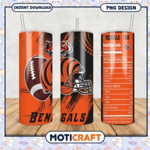 Bengals Fan Tumbler PNG Design, Perfect for Game Day Drinkware