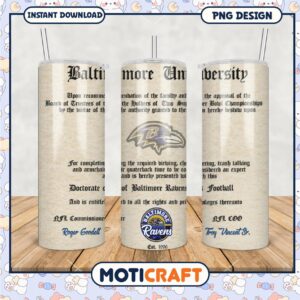 Baltimore University Tumbler with Ravens Logo, Unique Gift for Fans