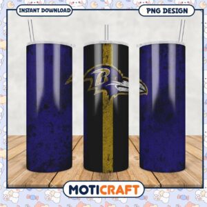 Baltimore Ravens tumbler PNG design for fans, perfect for gifts