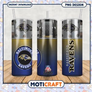 Baltimore Ravens tumbler design features team logo, perfect for fans