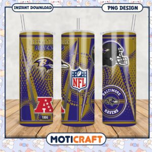Baltimore Ravens tumbler design for fans, perfect for game day hydration