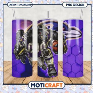 Baltimore Ravens tumbler design features a fierce gorilla, perfect for fans