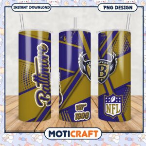 Baltimore Ravens tumbler cup stylish design for NFL fans, vibrant colors and unique graphics
