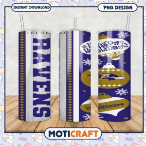 Baltimore Ravens holiday tumbler design, perfect for fans and gift giving