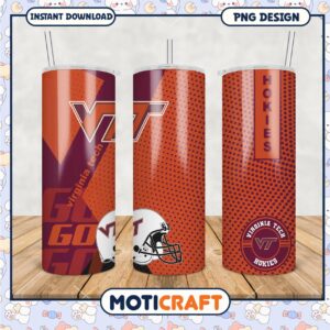 Virginia Tech Hokies Tumbler Design Graphic PNG File