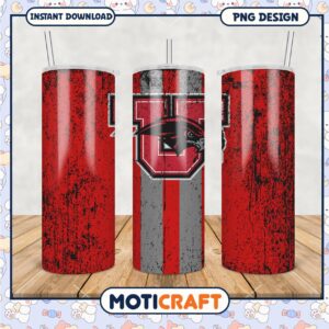 Vintage Style University Tumbler PNG Red and Gray Design