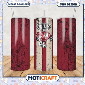 Vintage Badger Tumbler Design for Wisconsin Fans PNG